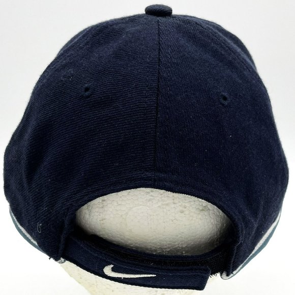 Vtg Nike Embroidered Letters 100% Wool Blue Mens OS Adjustable Baseball Hat Cap - Picture 3 of 7